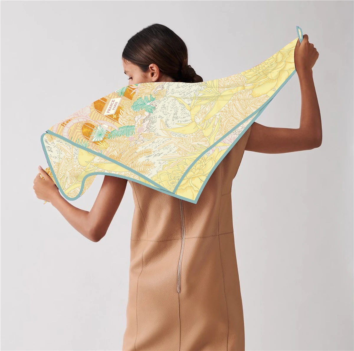 Neues Design Dschungel Palast Twill Seide Schal Schal Luxusmarke quadratischen Schal Frauen Hijab Bandana Foulard Halstuch Kopftücher – Detail 21