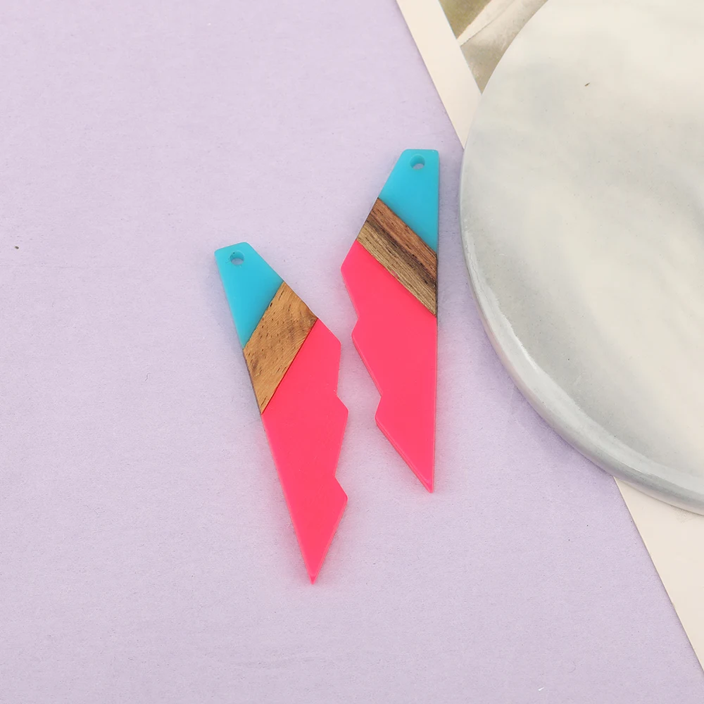 Cordial Design 40Pcs 14*53MM Jewelry Accessories/Hand Made Charms/Jewelry Findings&Components/Natural Wood&Resin/Serrated Shape - cordial