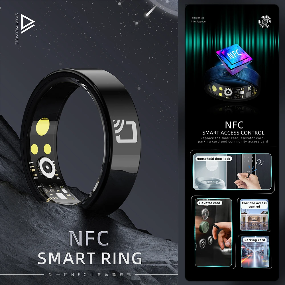 R20 Anello intelligente in ceramica Supporto NFC Controllo accessi 7mm Ultra sottile per uomo Donna Frequenza cardiaca Pressione sanguigna Ossigeno IP68 Impermeabile - immagine 2