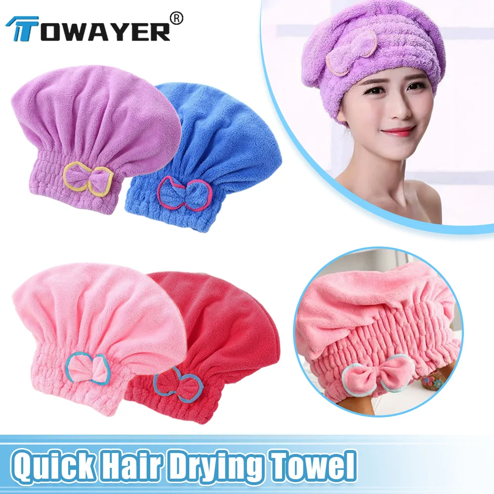 Microfibre Bowknot Wrap Towel Quick Hair Drying Bath Towels Coral Velvet Dry Hair Cap Soft Shower Cap Bathroom Accessories dry hair cap,microfiber towel