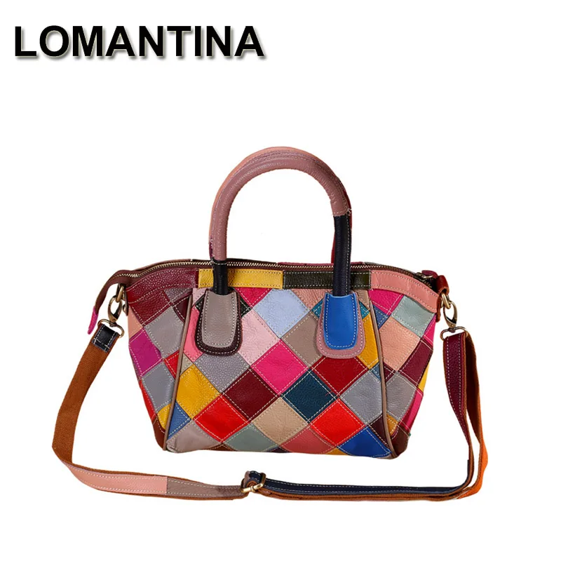 

LOMANTINA New Women Leather Handbag Female Shell Bag designer Luxury Lady Tote Plaid Zipper Colorful Bags Wholesale