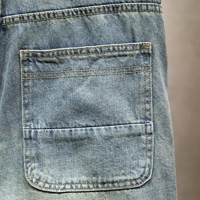 2024 Summer Men's Shorts Outdoor Retro Casual Sports Shorts Pure Cotton Stretch Denim Shorts Fashion Streetwear Men's Clothing