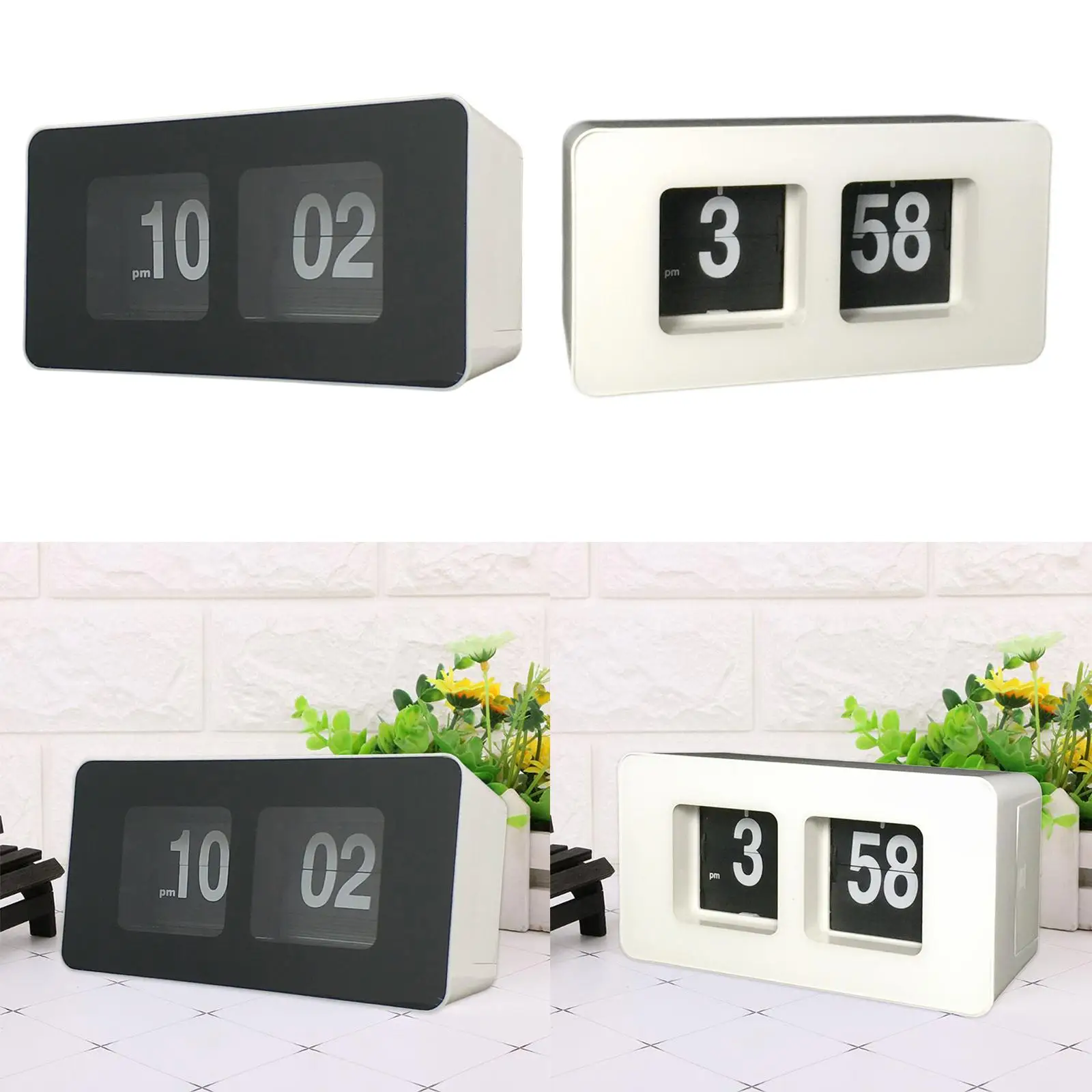 Flip down lcd digital clock desk wall clock non ticking silent sweep home office decor