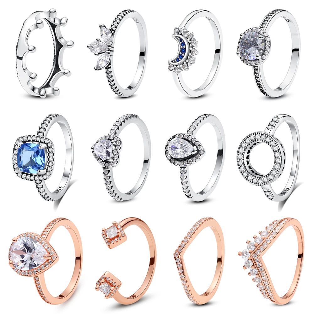 925 Sterling Silver Rings For Women Original Infinity Love Heart Engagement Wedding Ring Rose Gold Crystals Luxury Jewelry Gift