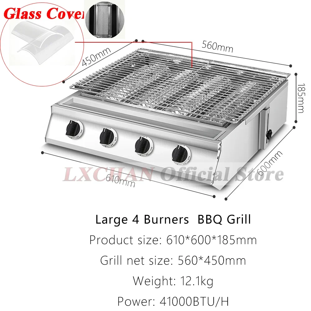 HomeWise 4/6 Burners BBQ Grill LPG Gas Grill Gas Stoves Stainless Steel Burners Outdoors Camping Barbecue Widened Type