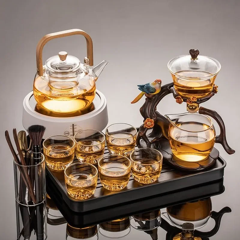 Glass Automatic Tea Set Lazy Tea Maker High End Magnetic Suction Teapot