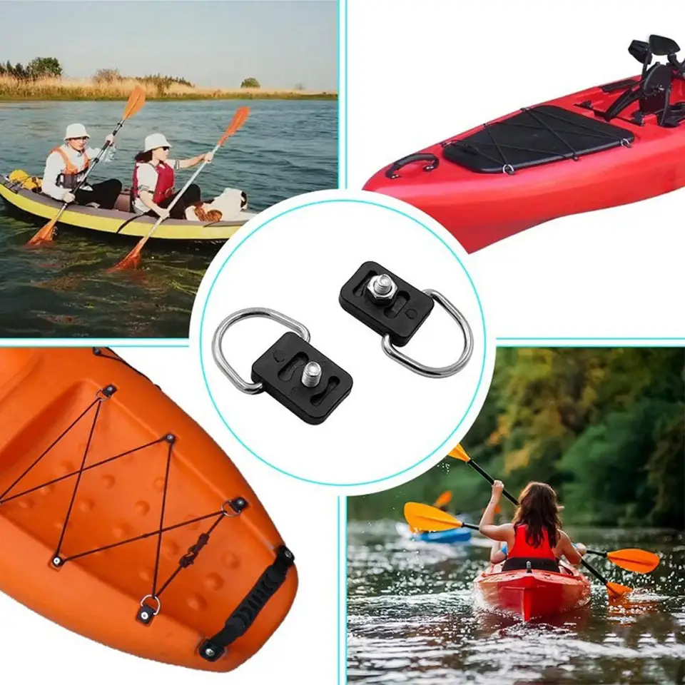 Kit 10 Anelli A D Per Kayak Con Viti M6 In Acciaio Inox - Accessori Fissaggio Per Pagaie, Canne Da Pesca E Attrezzatura