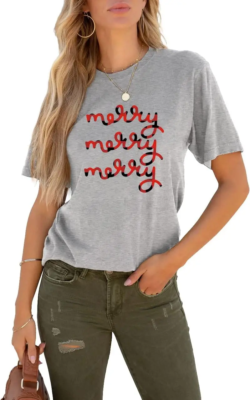 

Женская Повседневная футболка MerryMerryMerry с круглым вырезом и коротким рукавом