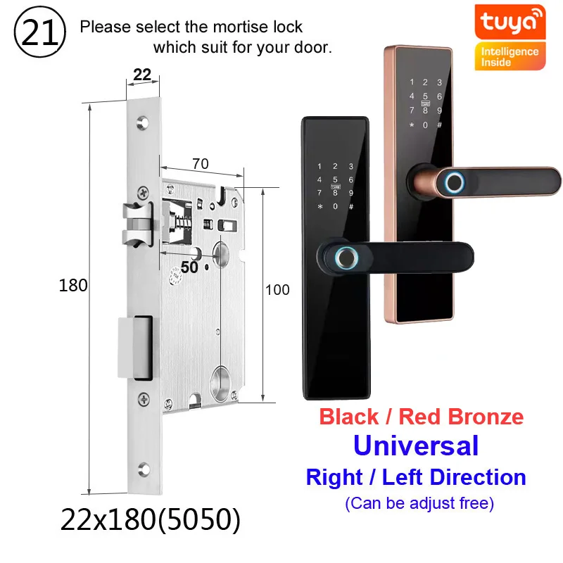 RAYKUBE Tuya Smart Door Lock Wifi Fingerprint Password IC Card Keyless Remotely Unlock Use AA Battery Support 8 Language Voice best electronic door lock Access Control Systems