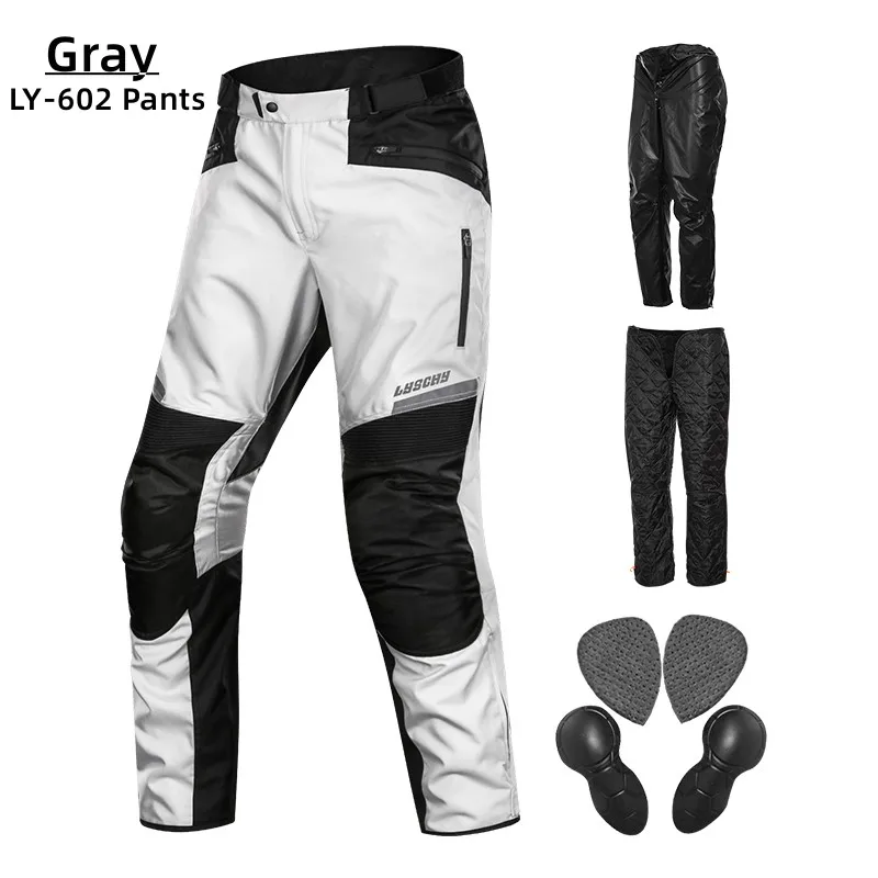 

S-5XL Four Season Pants with Detachable Waterproof/Warm Lining LYSCHY CE Protective Gear Winter Motorbike Riding Racing Pants