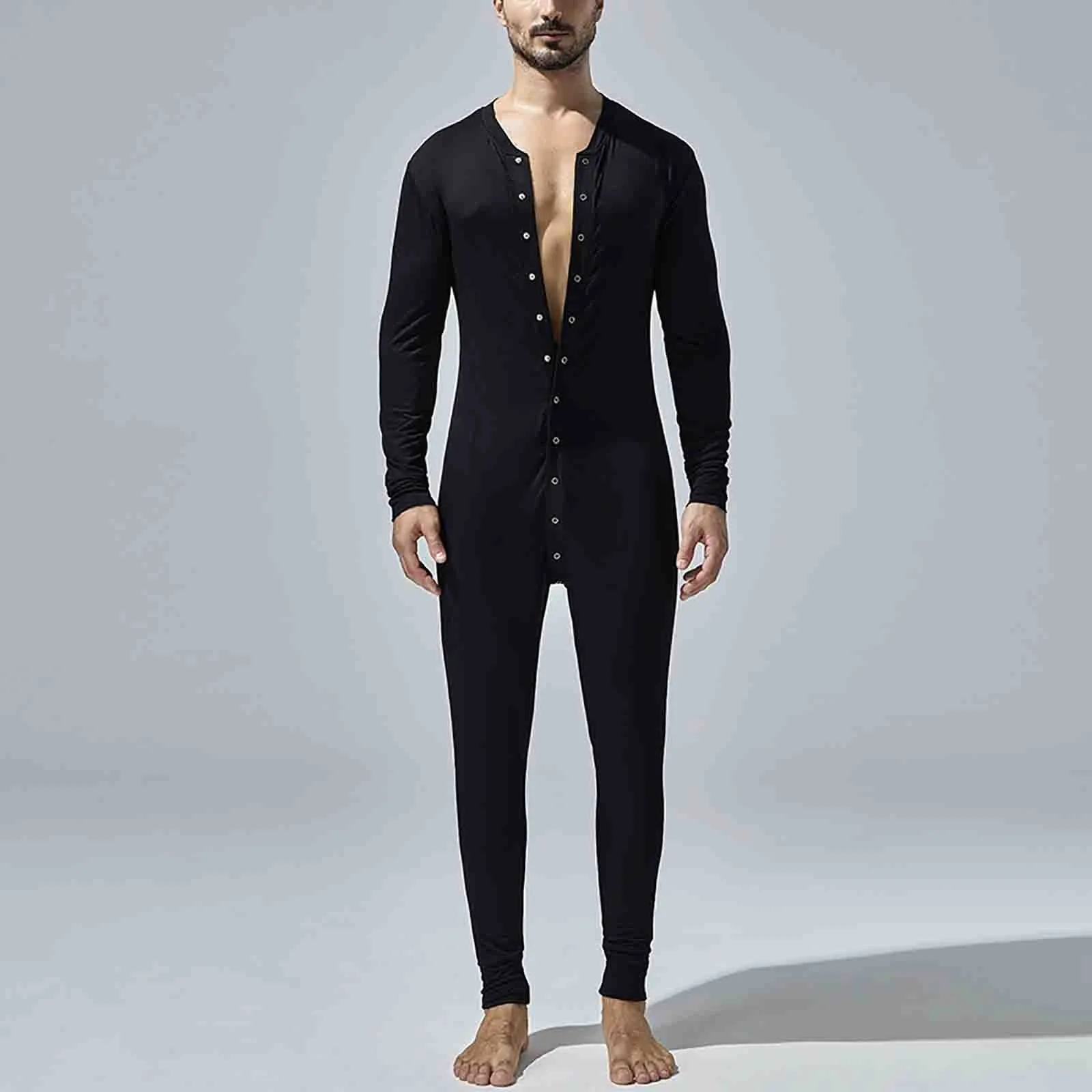 Men Bodysuits Jumpsuits Lingerie Single Breasted Onesie