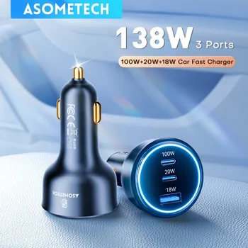 Caricabatteria da auto da 138W USB tipo C caricatore rapido per telefono USB a doppia porta PD ricarica rapida per IPhone 14 Samsung Xiaomi IPad laptop tablet