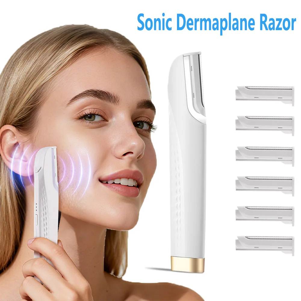 White ABS Sonic Dermaplaning Razor for Facial Exfoliation and Hair Removal
