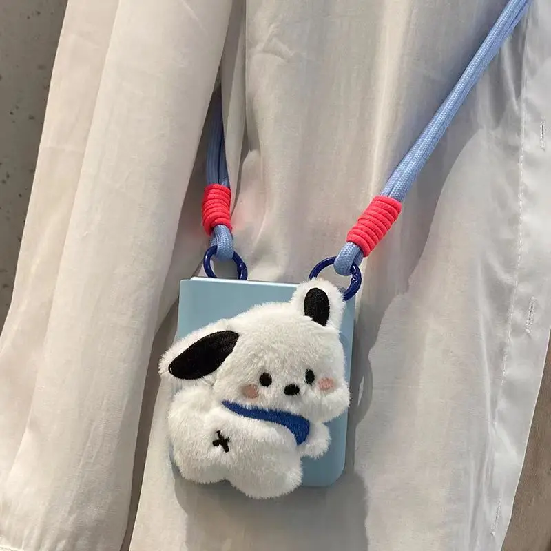 Luxury Furry 3D Cute Dog Holder Phone Case with Portable Rope Chain Cover