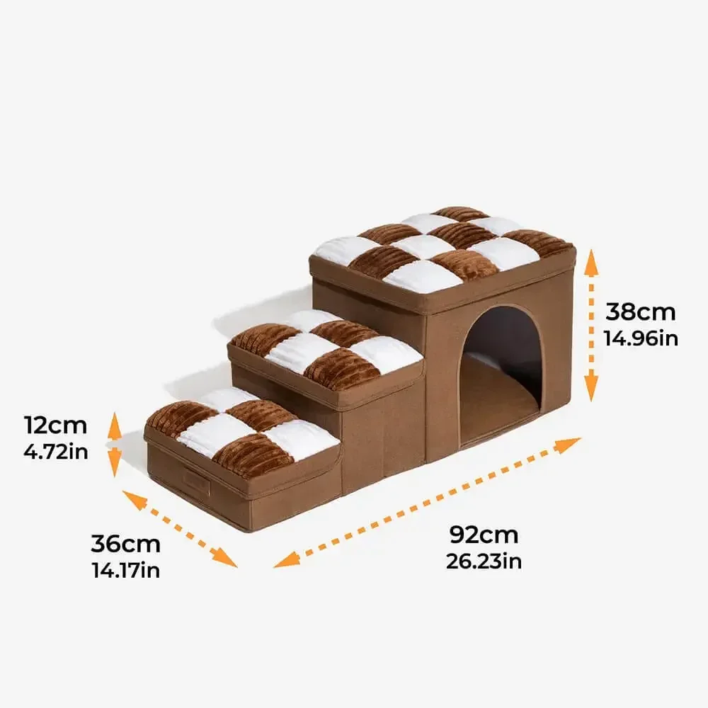 Square Handmade Pet Dog Staircase with Storage Cabinet and Apartment Easy To Fold Removable Dog Accessories