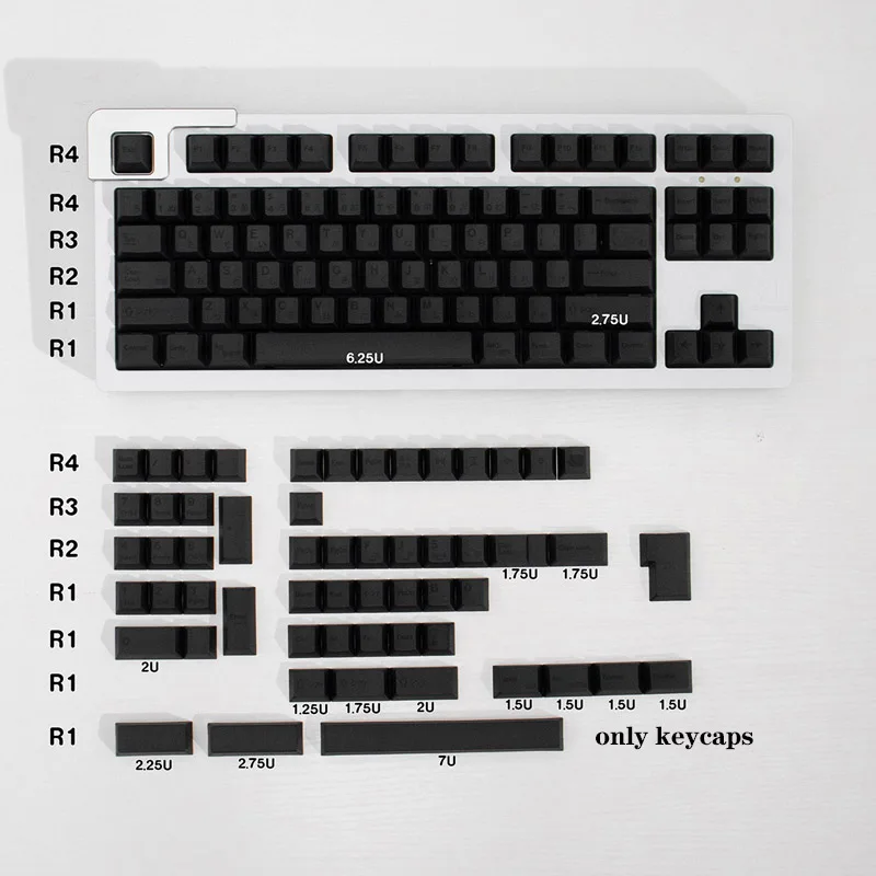 Dye Sub Keycap, Perfil cereja, 68, 89, 75, 87 Layouts, 144 Chaves