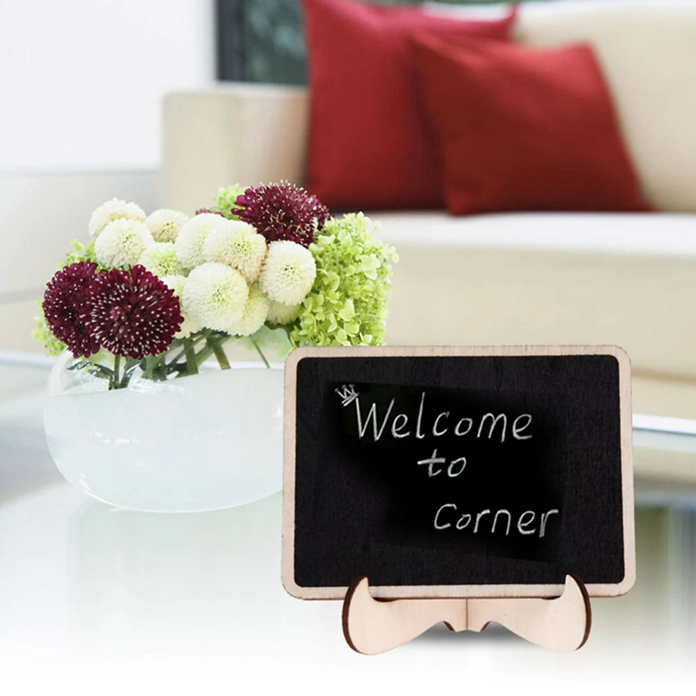

1pcs Mini Wooden Message Blackboard Chalkboard With Stand Small Black Notice Board Wedding Home Office Decor Supplies.