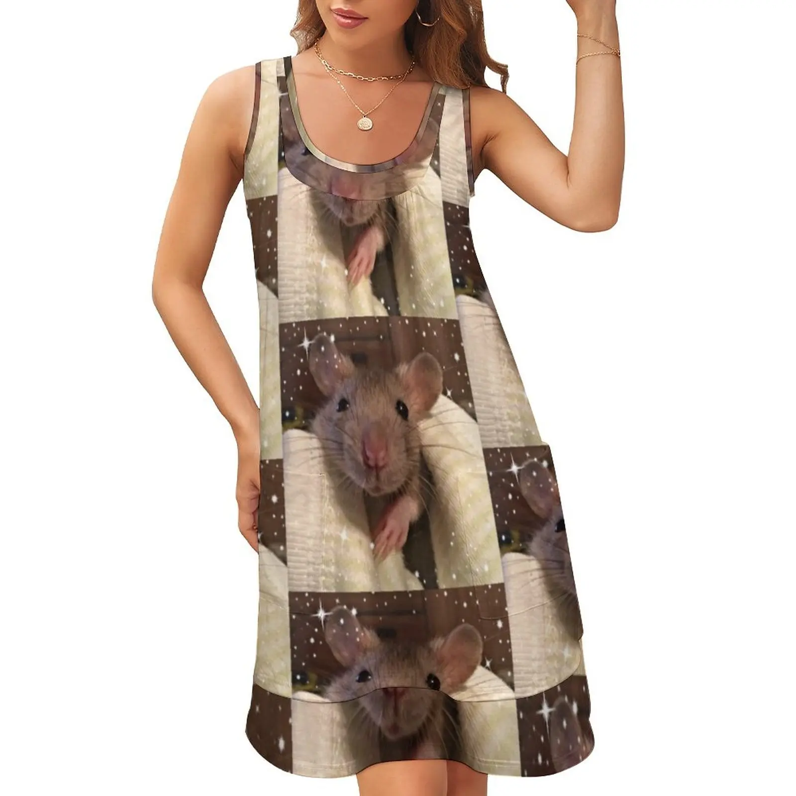 

Rats Sleeveless U-Neck Fake Two Piece Dress summer outfits for women 2024 sexy dress for women