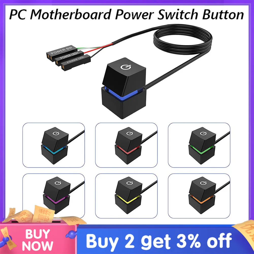 On/off Pc Power Button Switch Cable Portable Desktop Computer Switches