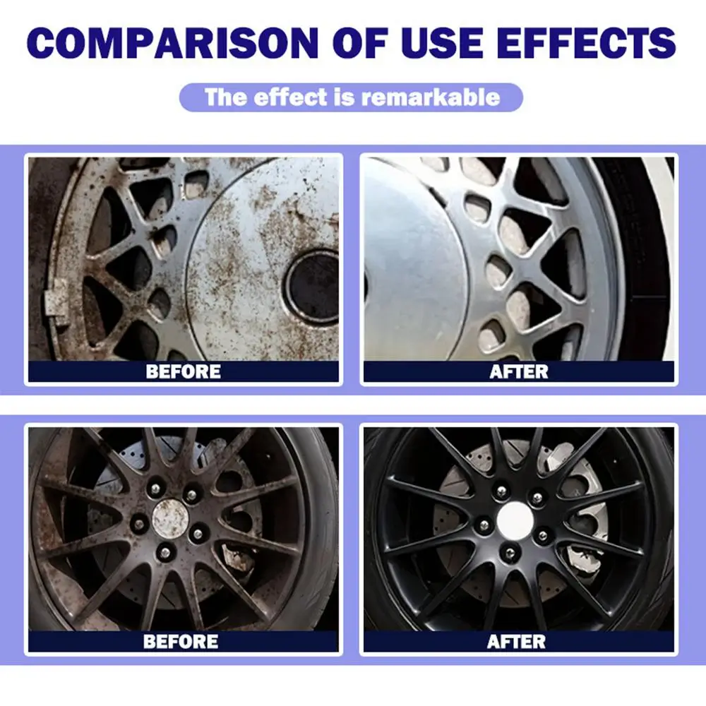 Tire Rust Remover Spray 100ml Car Tire Iron Powder Remover Spray Metal Rust Out Instant Remover Spray Automobile Tyre Cleaner