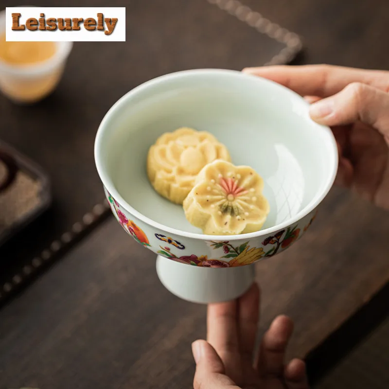 Longevity Peach Plain High Foot Fruit Dishes Antique Pastry Plate Fruit Snack Plate Household Plates For Food Accessories Craft