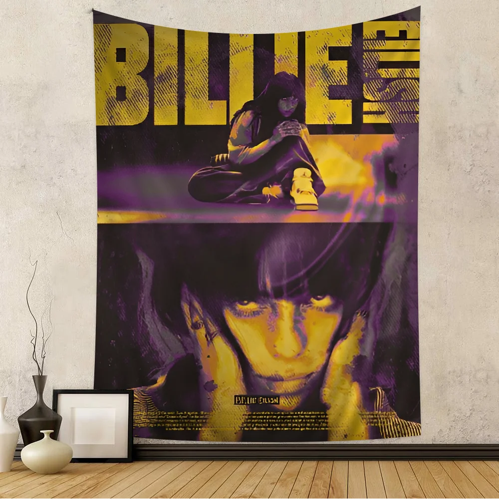 B-Billie E-Eilish Tapestry Art Printing Japanese Wall Tapestry Anime Wall Hanging Home Decor tapestry decor anime wall decor