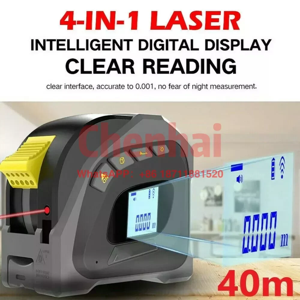 

wholesale Rangefinder 4 IN 1 Laser Distance Meter Range Finder 40M Tape Measure Digital Retractable 5m Ruler Survey Tool