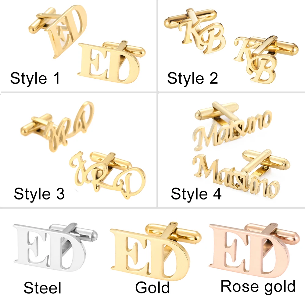 Gemelos Personalizados Boda Letter Name Cufflinks For MenCustom Initials Cuff Buttons Wedding Gifts LOGO Shirt Man Jewelry Cuffs 2017 paper cufflinks box 5 pcs lots high quality packing gift box matte paper jewelry boxes cuff links