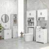 Kleankin Freestanding Bathroom Cabinet, Farmhouse Small Storage Cabinet with Storage Drawer, 2 Doors, Narrow Floor Cabinet, White 5