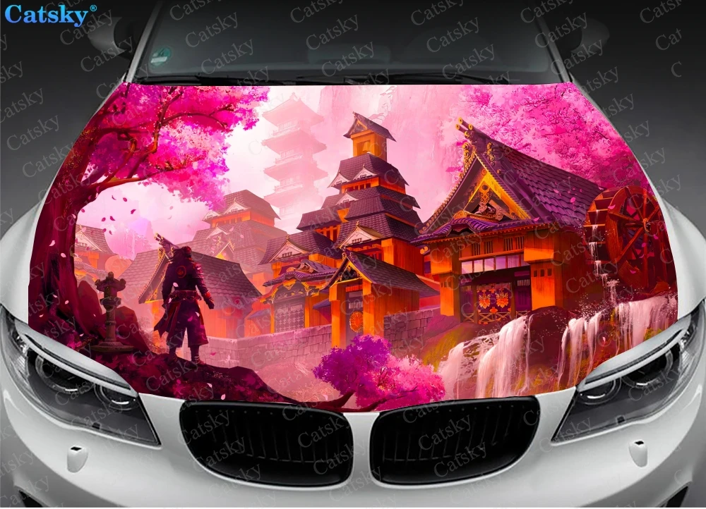 

Samurai, Japanese samurai,Samurai, Japanese samurai,Car hood wrap lion decal, bonnet vinyl sticker, full color graphic decalar