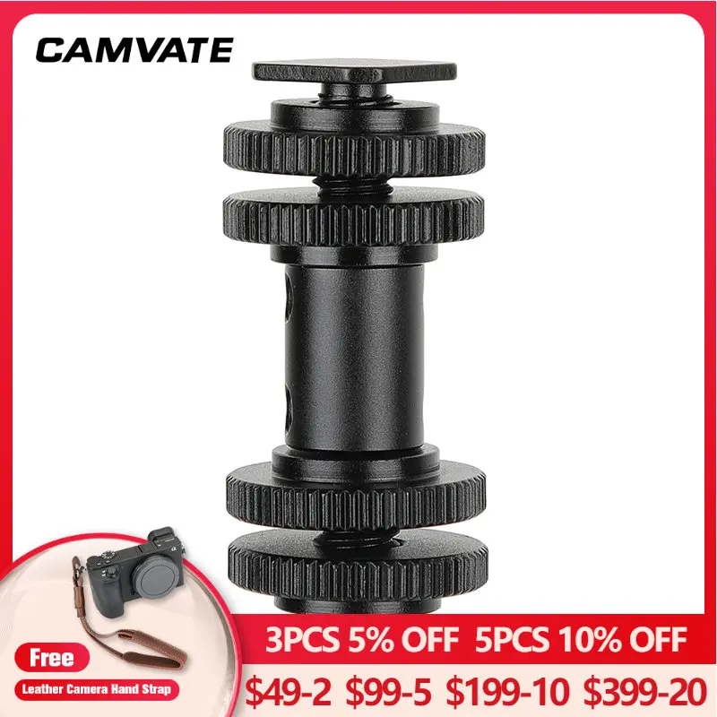 Camvate Doubleend Cold Shoe Adapters Support Holder With 15mm Mic Rod