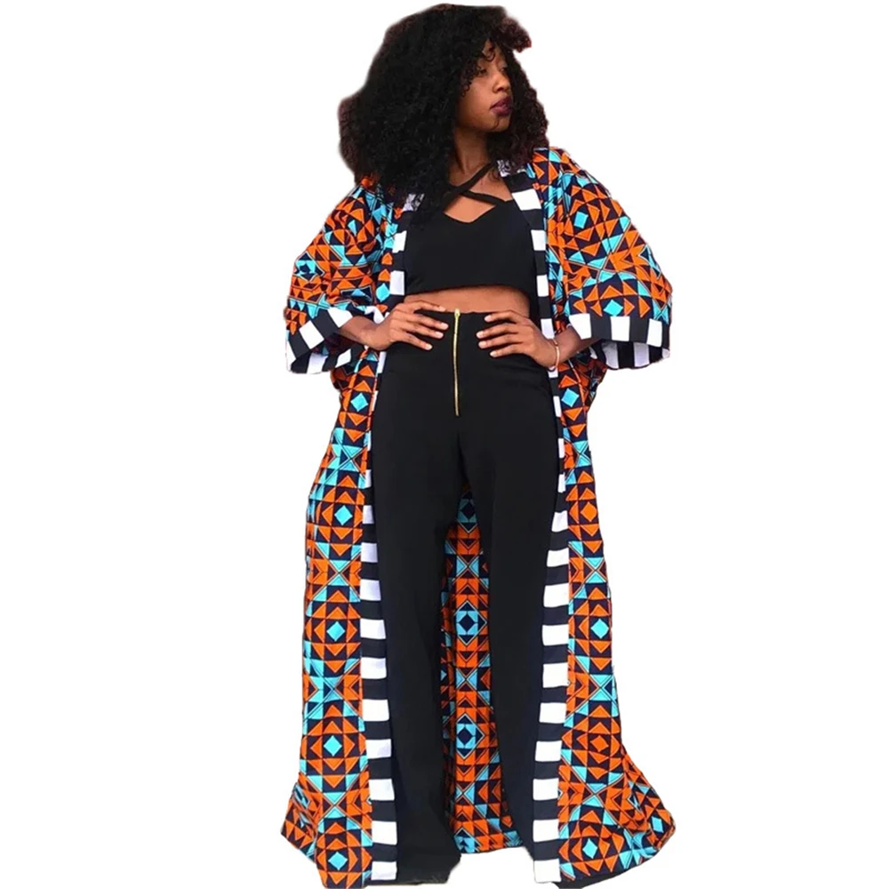African Ethnic Vintage Floral Print Dashiki Cardigan Women Autumn Outwear Red Plus Size Clothes Lace Up Boho Streetwear Trench african traditional attire