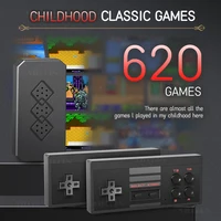Console de jeu rétro 8 bits avec stick AV TV, 620 jeux classiques intégrés, mini console plug-and-play avec 2 manettes sans fil, cadeau 2