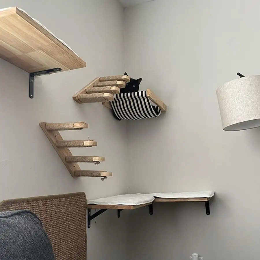 Title 3, Cat Climbing Shelf Wall Mounted Cat Stairway an...