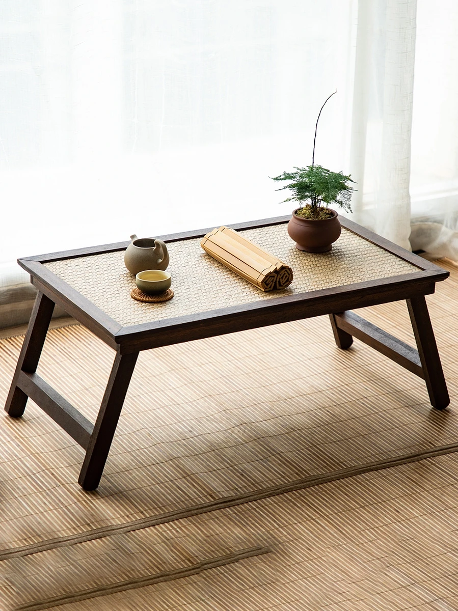 

Japanese Zen Household Folding Kang Low Table Bay Window Small Coffee Table Tatami Table Balcony Tea Table Solid Wood Tea Table