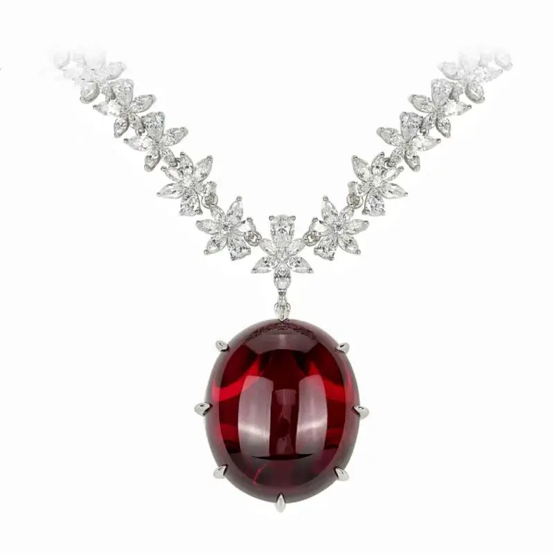 ZOCA Scarіblo Real 925 Sterling Silver Original Certified Necklaces for Women Necklace with Pendant 585 Gold Luxury Genuine Ruby 3