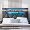 Vabches Queen Bed Frame with Storage Headboard and 4 Drawers,Upholstered Platform with Charging Station and Led Lights,Adjustabl 6