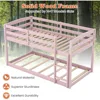 Solid Wood Twin Over Twin Bunk Bed Frame with Full Guardrails & Integrated Ladder, Floor Twin Bunk, Children Beds 5