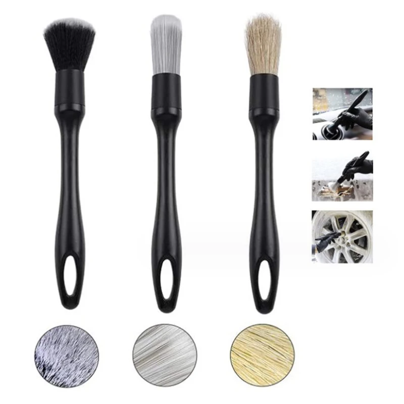 

3-Piece Set Car Cleaning Brushes Tool Detail Gap Filling Tire Cleaning Car Washing Brushes Plastic Material Car Wash Brush
