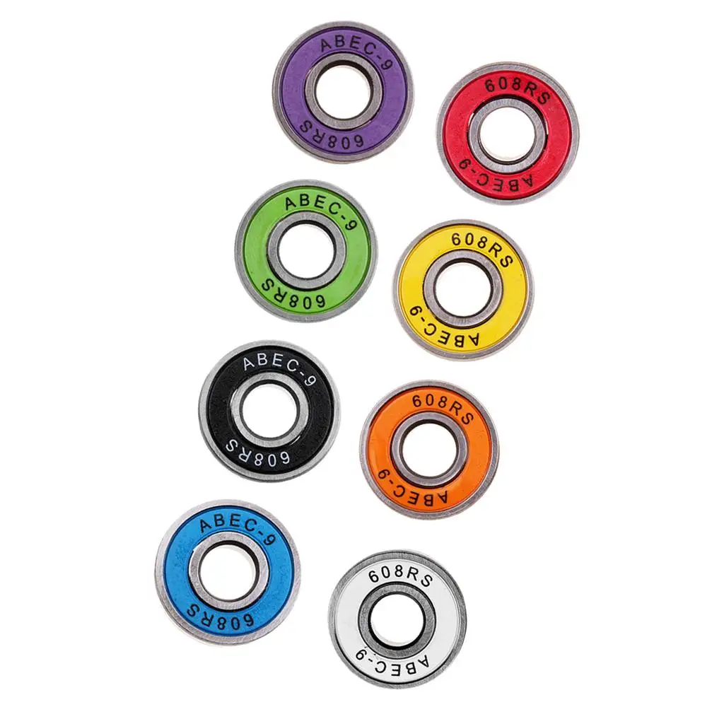 

8x 608RS Frictionless Abec 9 Skateboard Bearing Rolling Longboard/Inline/Hockey