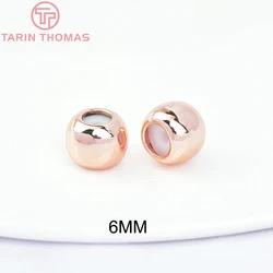 20PCS Gold - Plated Brass Beads with Rubber Accents (1499 - Rose Gold Color)