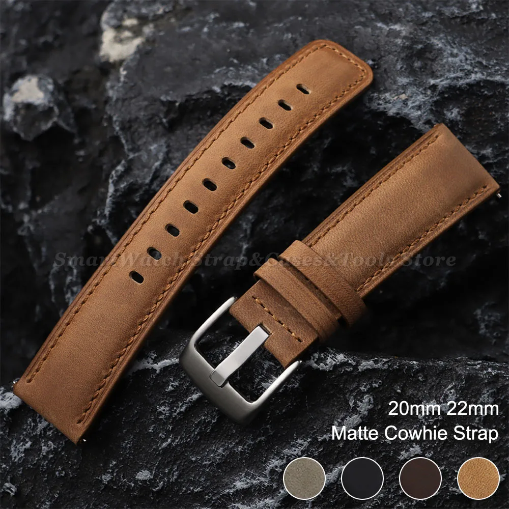 Vintage Brown Matte Leather Watch Band - Universal Quick Release