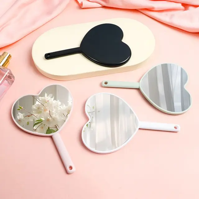 Miroir de maquillage d'amour miroir de maquillage à main nouveaux miroirs de maquillage Style fille douce adapté à transporter 1