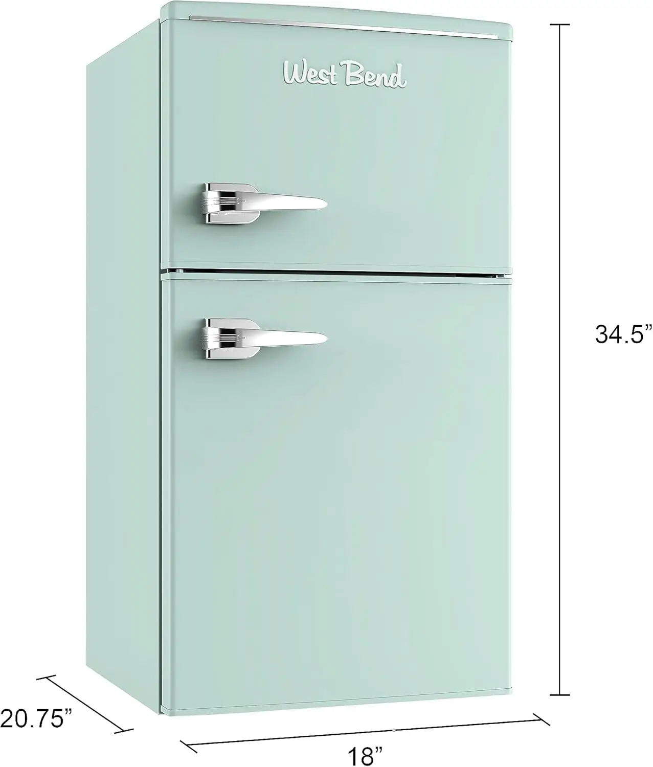 Mini Fridge with Freezer Retro-Styled for Home Office or Dorm, Manual Defrost and Adjustable Temperature 3 Cu.Ft Green