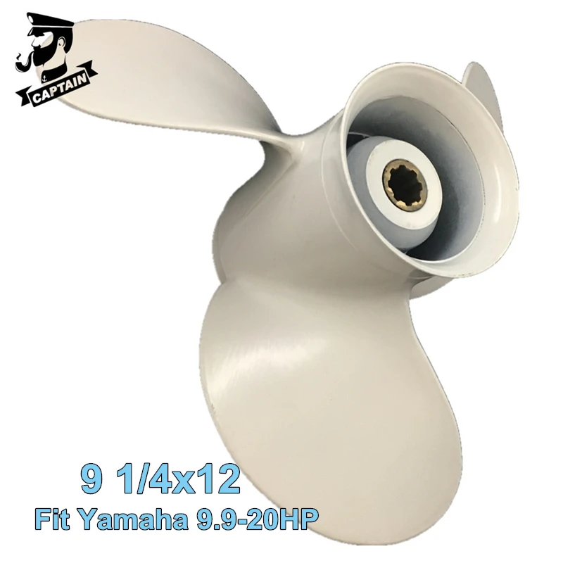 Captain Marine Boat Propeller 9 1/4x12  Fit Yamaha Outboard Engine 9.9HP 15 20HP 8 Teeth 3 Blade Aluminum High Thrust Propeller