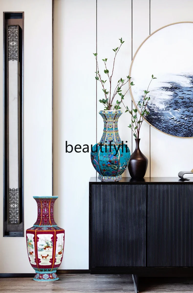 Jingdezhen ceramic cloisonne enamel vase antique home living room new Chinese flower arrangement ornament - Image 5