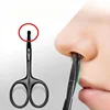 Silver Mirror Light Black Round Head Safety Nose Hair Scissors Neutral Stainless Steel Scissors Manual Trimming Shears tool new 1