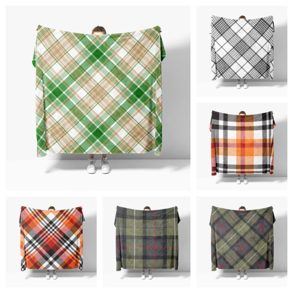 

Nordic Vintage Plaid Soft Sofa Blanket Bed Blanket Breathable Warm Bedding and Travel Blanket Flannel Blanket Customizable