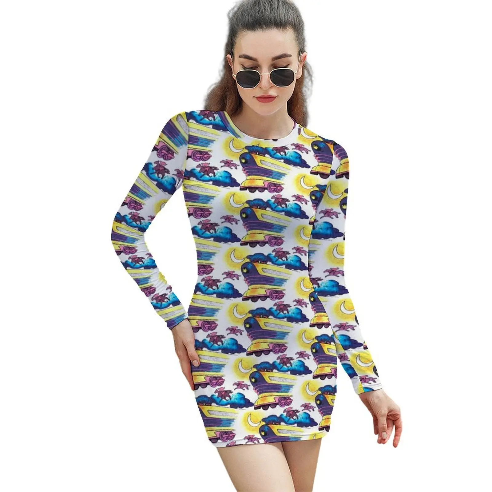 

Doc Brown's Train Shirt Pattern Long-Sleeved Sheath Dress womans clothing african dresses for woman