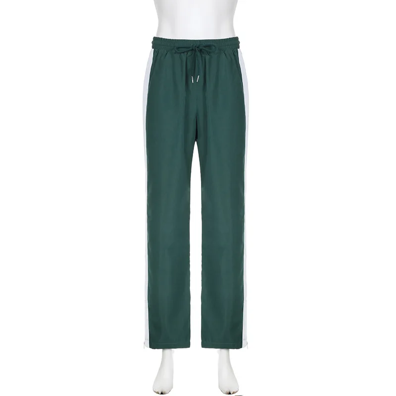 Street Style Color Patchwork Woven Cargo Lightweight Pants Cross Border Low Waist Ribbon Color Straight Casual Pants